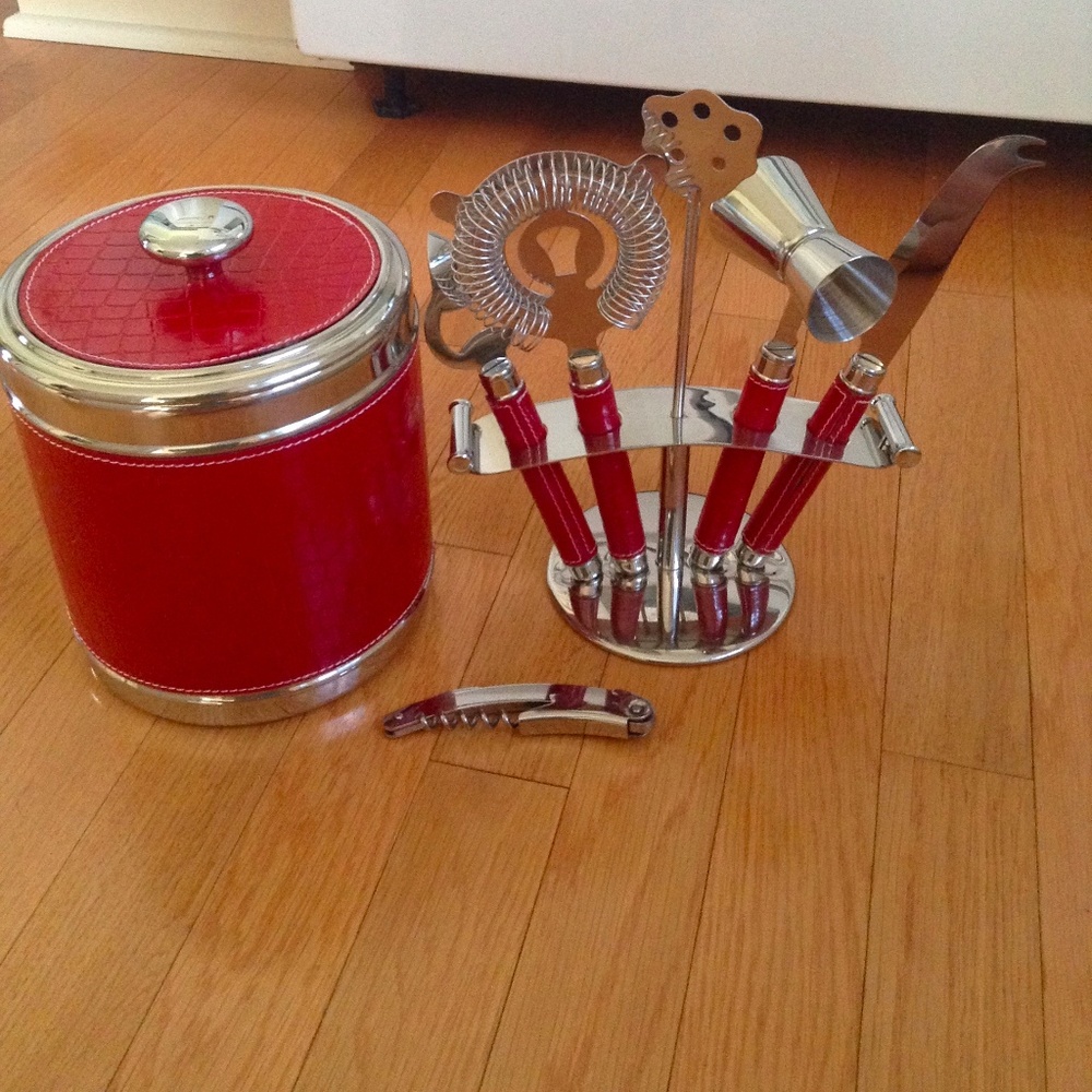 Faux Croco Ice Bucket With Opener and Accessories